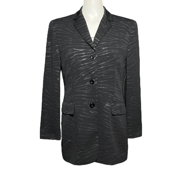 Laurel by Escada Black Blazer Jacket Geometric Pockets Women's Size 38/Medium - Picture 8 of 8